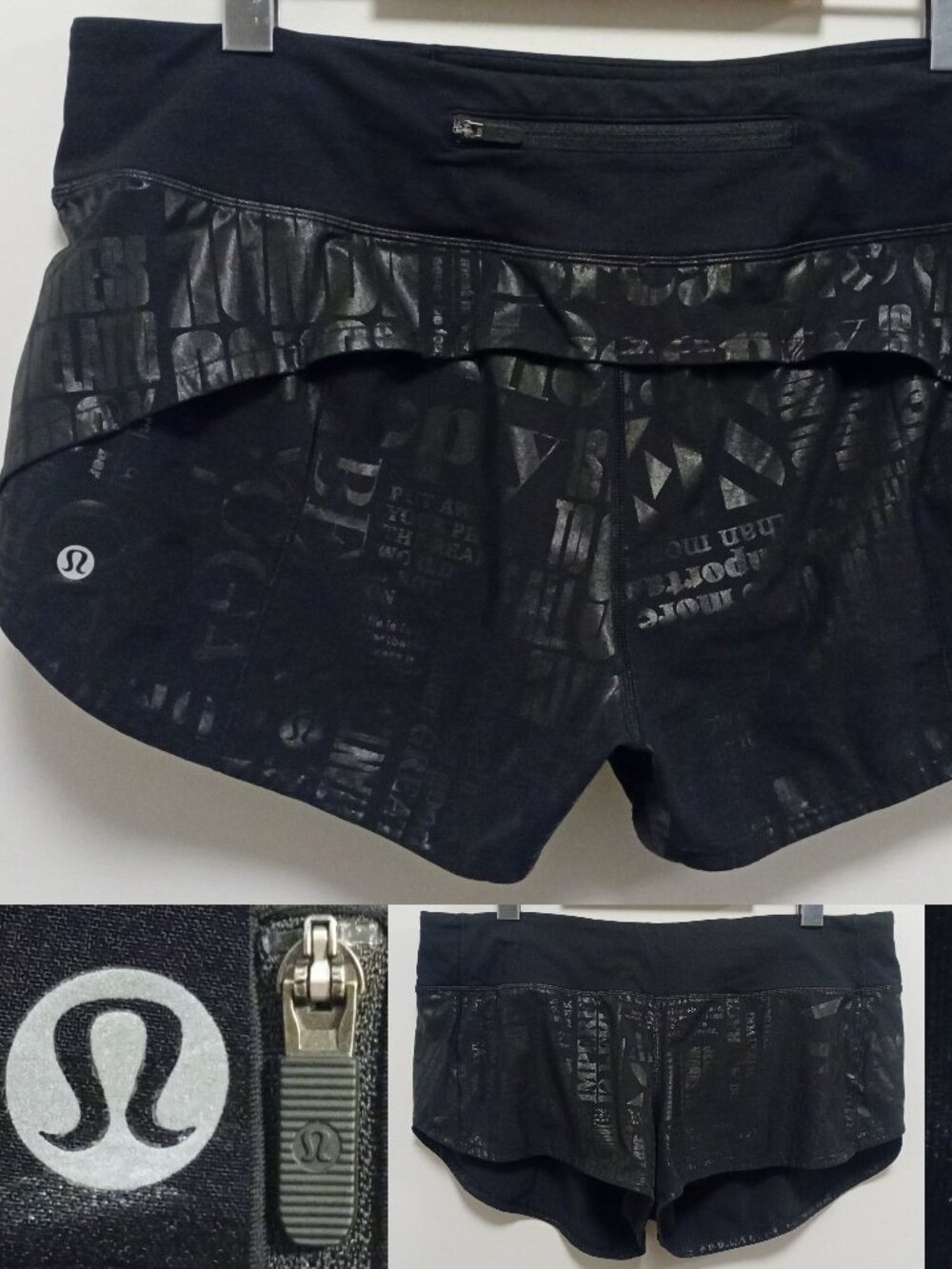 Lululemon Speed Up Short Manifesto 20YR Foil Black Four-Way Stretch 10 Large